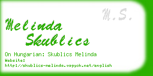 melinda skublics business card